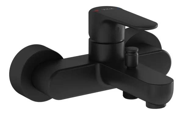 VitrA Root Round Wall Mounted Bath/Shower Mixer - Matt Black