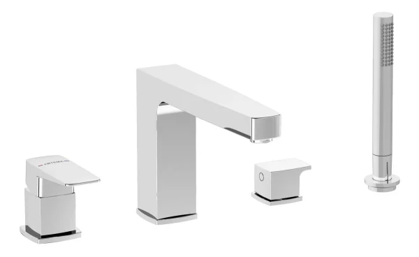 VitrA Root Square 4-Hole Bath/Shower Mixer - Chrome