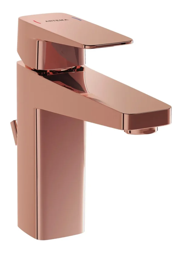 VitrA Root Square Basin Mixer w/Waste Lever - Soft Copper