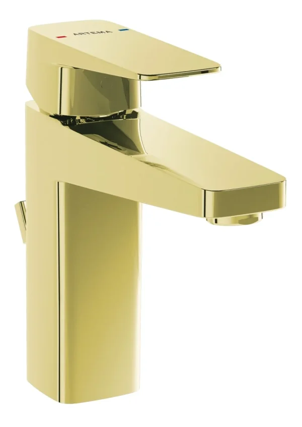 VitrA Root Square Basin Mixer w/Waste Lever - Soft Gold