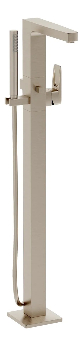 VitrA Root Square Floor Standing Bath/Shower Mixer - Brushed Nickel