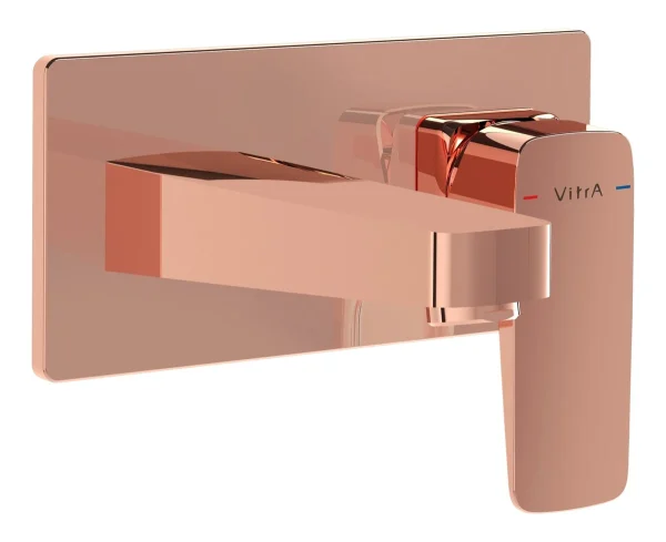 VitrA Root Square Wall Mounted Basin Mixer - Soft Copper