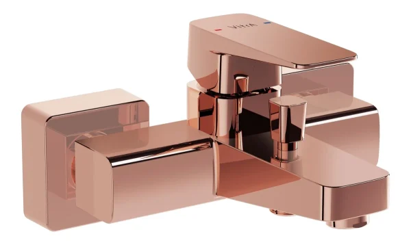 VitrA Root Square Wall Mounted Bath/Shower Mixer - Soft Copper