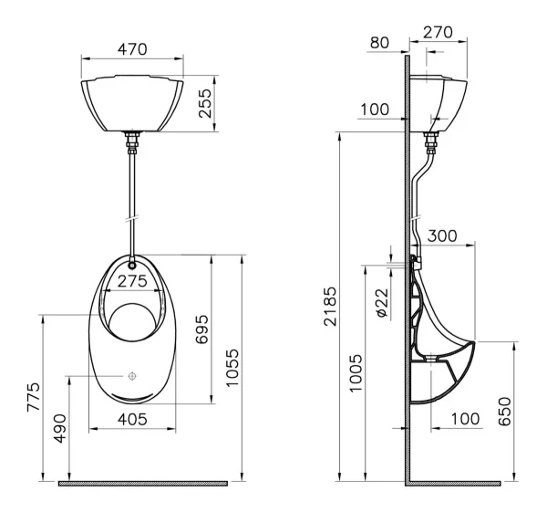 VitrA Urinal w/Concealed Trap - White