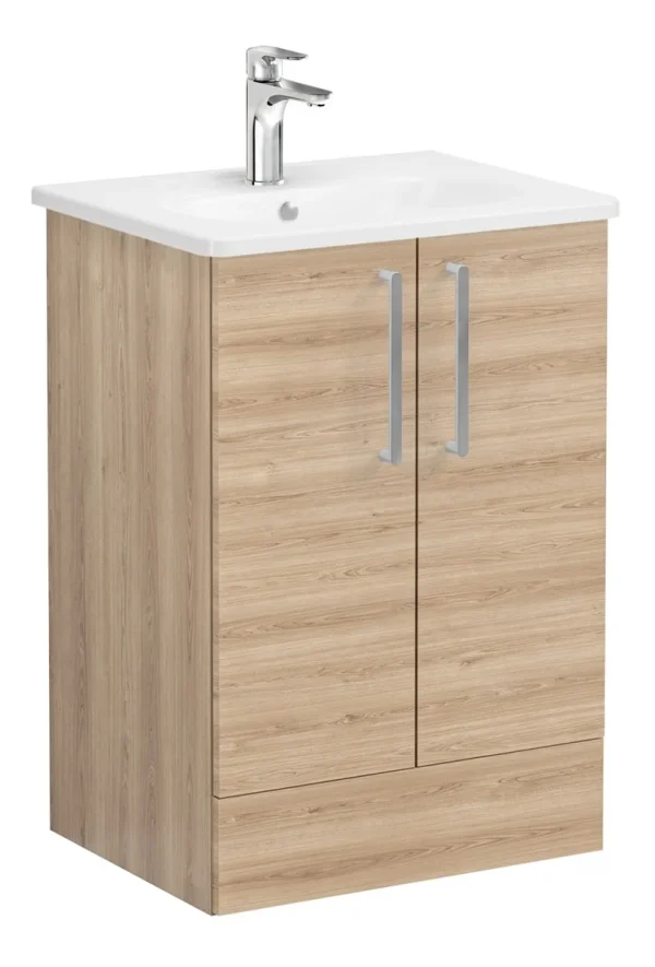 VitrA Zentrum 60cm 2 Drawer F/S Washbasin Unit - Natural Oak