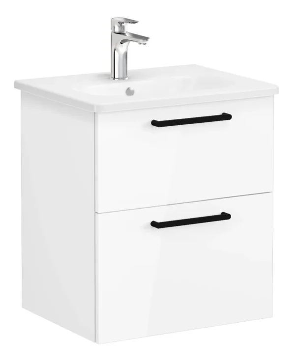 VitrA Zentrum 60cm 2 Drawer W/H Washbasin Unit - High Gloss White