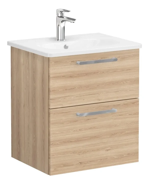 VitrA Zentrum 60cm 2 Drawer W/H Washbasin Unit - Natural Oak