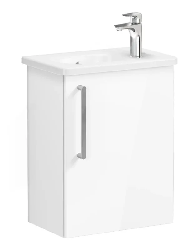VitrA Zentrum Compact 45cm 1 Door W/H Washbasin Unit (RH Hinge) - High Gloss White