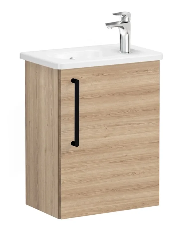 VitrA Zentrum Compact 45cm 1 Door W/H Washbasin Unit (RH Hinge) - Natural Oak