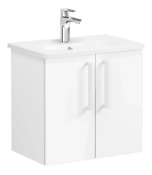 VitrA Zentrum Compact 60cm 2 Door W/H Washbasin Unit - High Gloss White