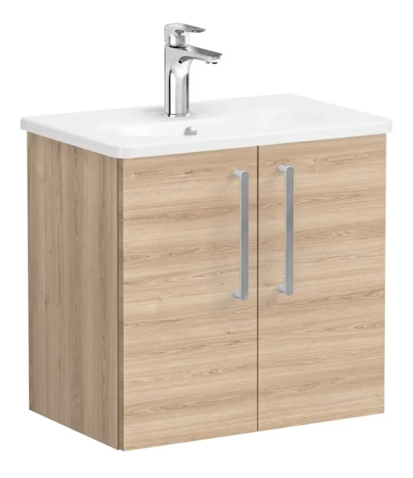 VitrA Zentrum Compact 60cm 2 Door W/H Washbasin Unit - Natural Oak