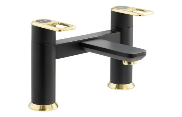 Abode Levarto Deck Mounted Bath Filler - Matt Black & Brass