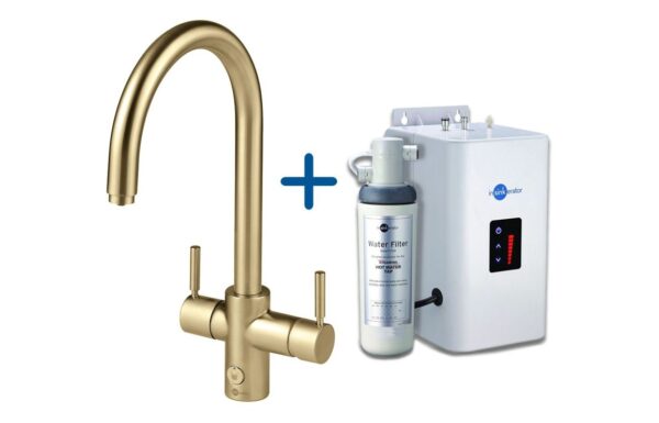 InSinkErator 4N1 J Shape Tap Neo Tank & Filter Pack - Brushed Gold