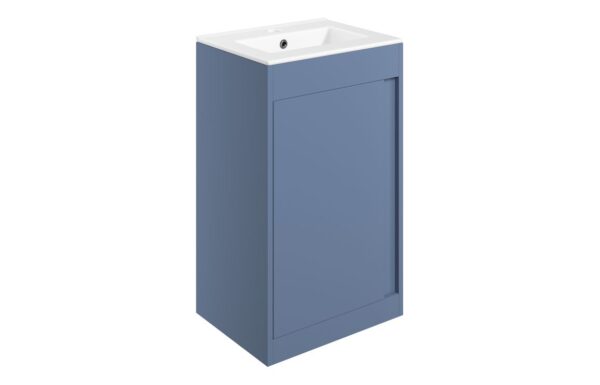 Novello Elarix 510mm Floor Standing Unit Inc. Basin - Matt Misty Blue