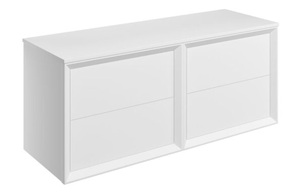 Novello Clarix 1210mm Wall Hung 4 Drawer Basin Unit Run & Top - Matt White