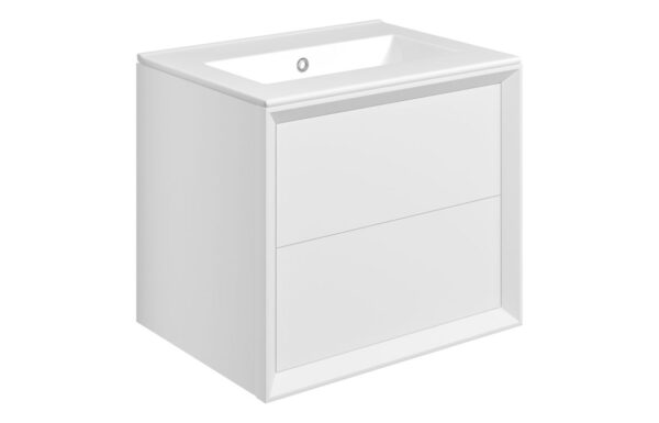 Novello Clarix 610mm Wall Hung 2 Drawer Basin Unit & 0TH THin Edge Basin - Matt White