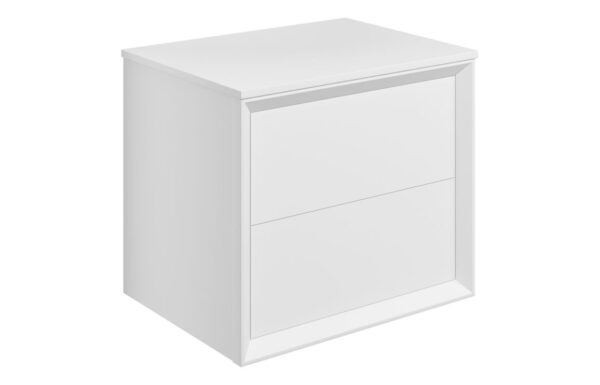 Novello Clarix 610mm Wall Hung 2 Drawer Basin Unit & Top - Matt White