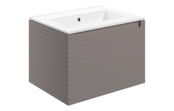 Novello Ulixa 615mm Wall Hung 1 Drawer Basin Unit & 0TH THin Edge Basin - Matt Taupe