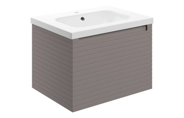 Novello Ulixa 615mm Wall Hung 1 Drawer Basin Unit & 1TH Basin - Matt Taupe