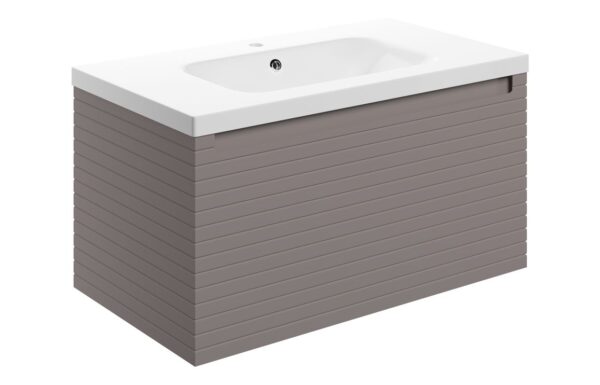 Novello Ulixa 815mm Wall Hung 1 Drawer Basin Unit & 1TH Basin - Matt Taupe
