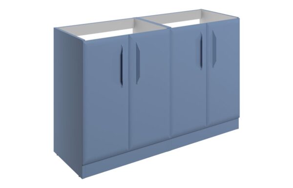 Novello Zenvra 1200mm Floor Standing 4 Door Basin Unit (No Top) - Matt Misty Blue