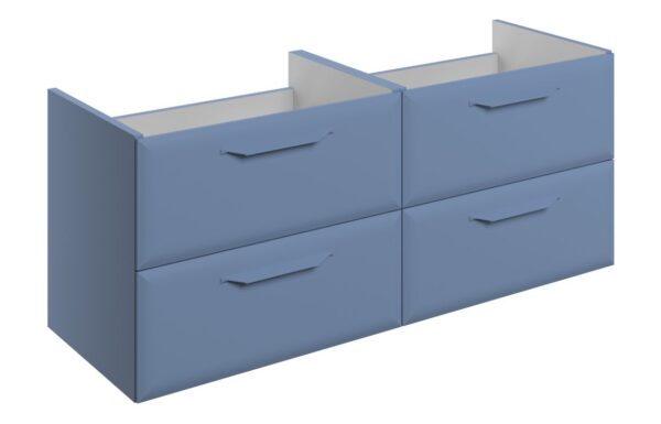 Novello Zenvra 1200mm Wall Hung 4 Drawer Basin Unit (No Top) - Matt Misty Blue