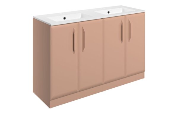 Novello Zenvra 1210mm Floor Standing 4 Door Basin Unit W/2TH Basin - Matt Apricot