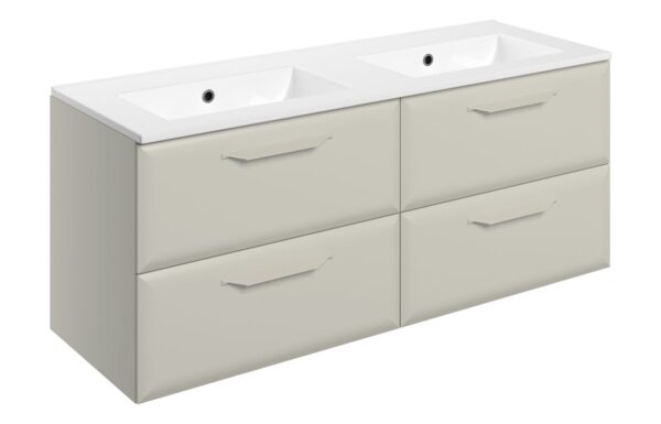 Novello Zenvra 1210mm Wall Hung 4 Drawer Basin Unit W/0TH Basin - Matt Latte