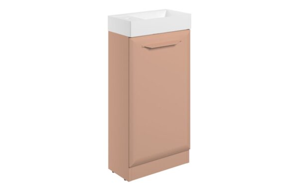 Novello Zenvra 410mm Floor Standing 1 Door Cloakroom Basin Unit W/1TH Basin - Matt Apricot