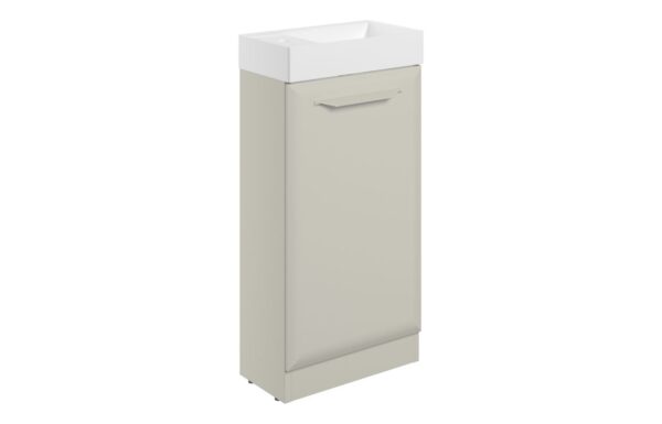 Novello Zenvra 410mm Floor Standing 1 Door Cloakroom Basin Unit W/1TH Basin - Matt Latte