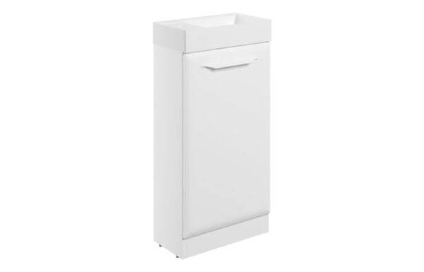 Novello Zenvra 410mm Floor Standing 1 Door Cloakroom Basin Unit W/1TH Basin - Matt White