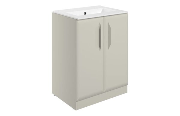 Novello Zenvra 615mm Floor Standing 2 Door Basin Unit W/0TH Basin - Matt Latte