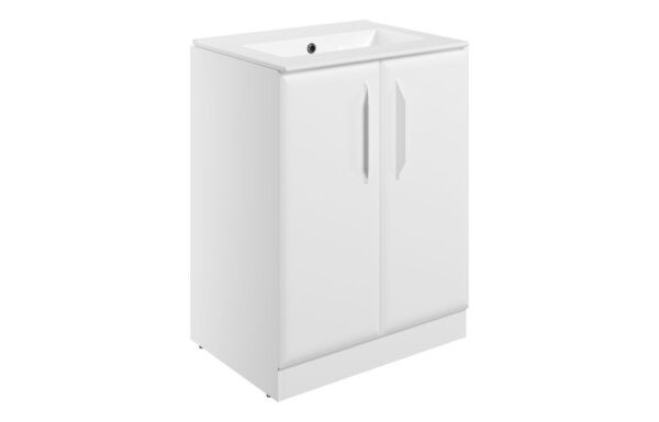 Novello Zenvra 615mm Floor Standing 2 Door Basin Unit W/0TH Basin - Matt White