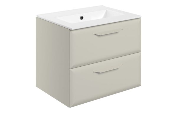 Novello Zenvra 615mm Wall Hung 2 Drawer Basin Unit W/0TH Basin - Matt Latte