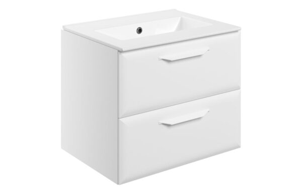 Novello Zenvra 615mm Wall Hung 2 Drawer Basin Unit W/0TH Basin - Matt White
