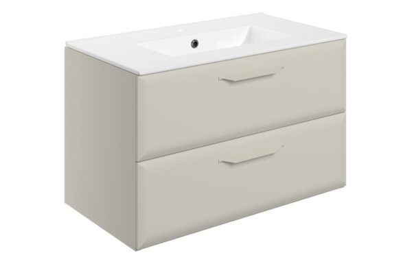 Novello Zenvra 815mm Wall Hung 2 Drawer Basin Unit W/1TH Basin - Matt Latte