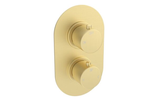 Novello Belvra THermostatic Single Outlet Twin Shower Valve - Brushed Brass