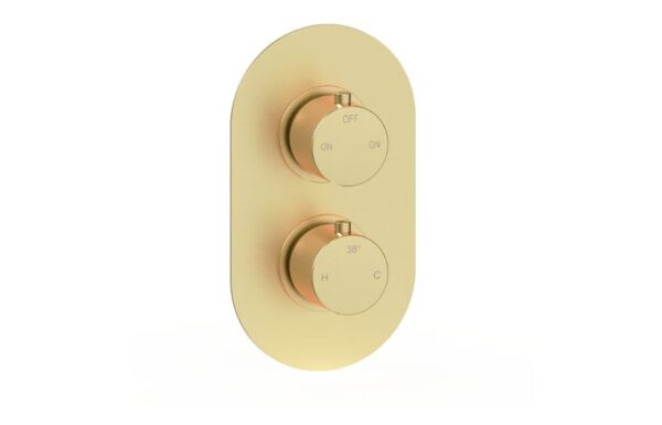 Novello Belvra THermostatic Two Outlet Twin Shower Valve - Brushed Brass