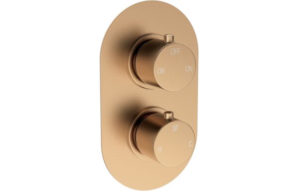 Novello Belvra THermostatic Two Outlet Twin Shower Valve - Brushed Bronze