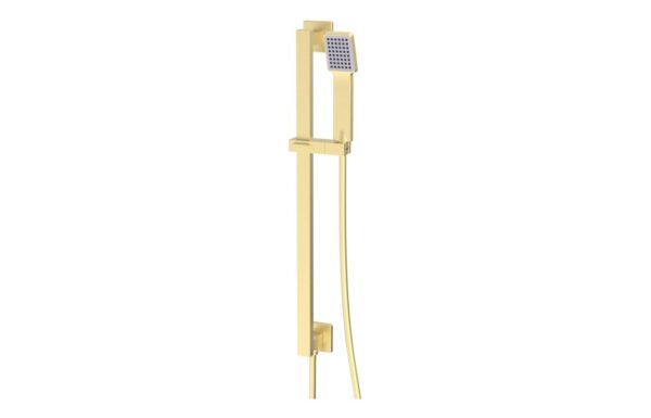Novello Lavora Square Riser Rail Kit W/Elbow & Handset - Brushed Brass