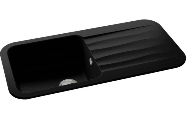 Abode Dune 1B & Drainer Granite Inset Sink - Black Metallic