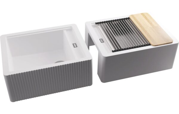 Abode Optima 1.25B Granite Belfast Sink - White Metallic