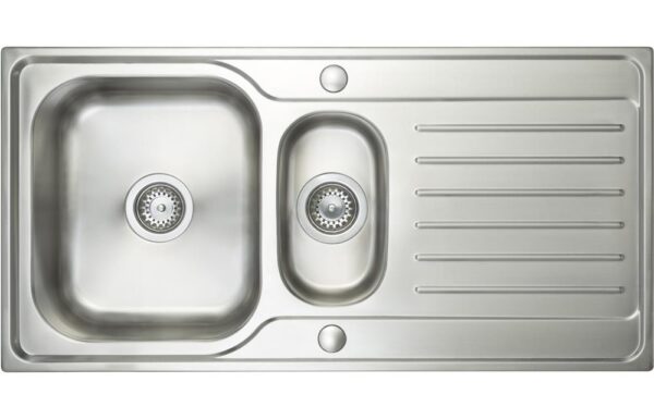 Prima Deep 1.5B & Drainer Inset Sink - Polished Steel