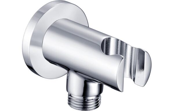 Novello Belvra Round Handset Wall Bracket With Wall Outlet - Chrome