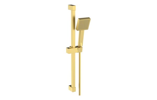 Novello Square Slider Rail Kit & Single Mode Handset - Brushed Brass