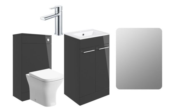 Novello Nolvra 510mm F/S Furniture Pack - Anthracite Gloss W/Chrome Finishes