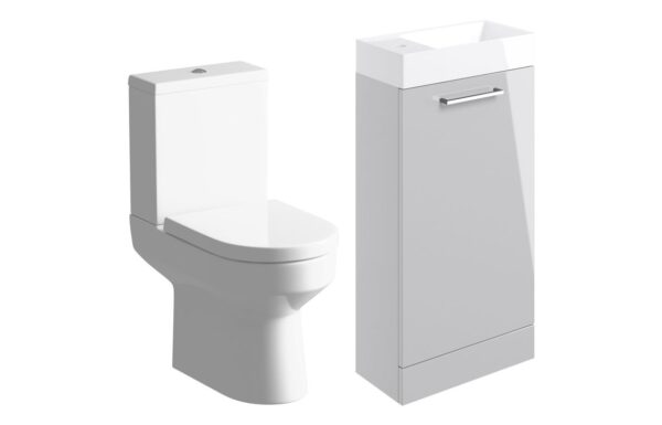 Novello Nolvra 410mm F/S Basin Unit & C/C Toilet Pack - Grey Gloss