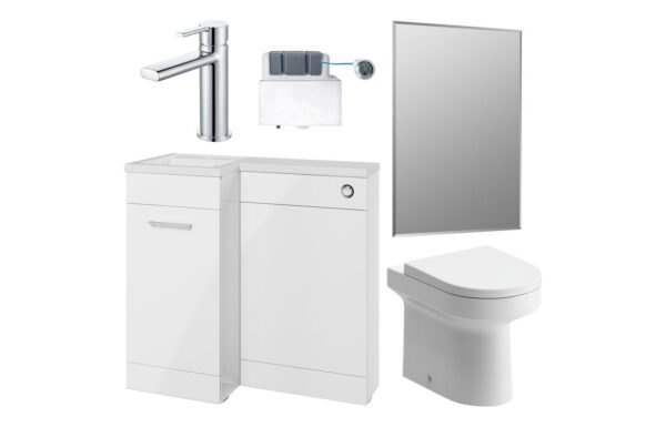 Novello Corvix 900mm Furniture & Btw Wc Pack - White Gloss (Lh)