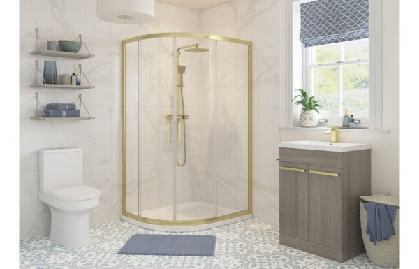Poseidon Nolixa 1200 x 800mm 2 Door Offset Quadrant - Brushed Brass