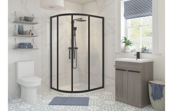 Poseidon Nolixa 1200 x 800mm 2 Door Offset Quadrant - Matt Black